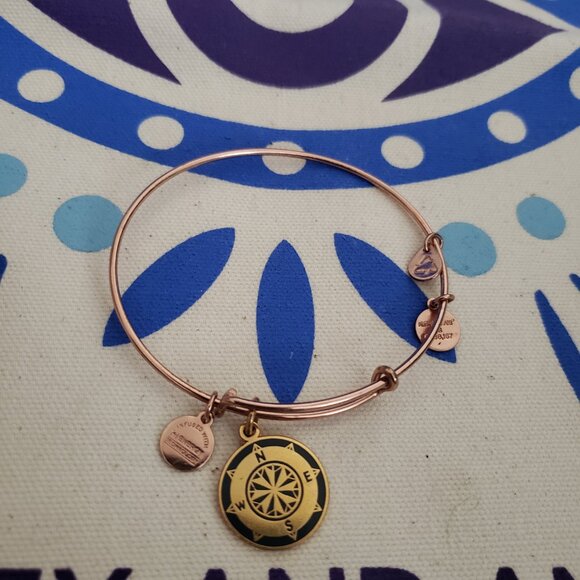 Alex and Ani Rose Gold Compass 2 Tone Bangle 102 - Picture 1 of 5